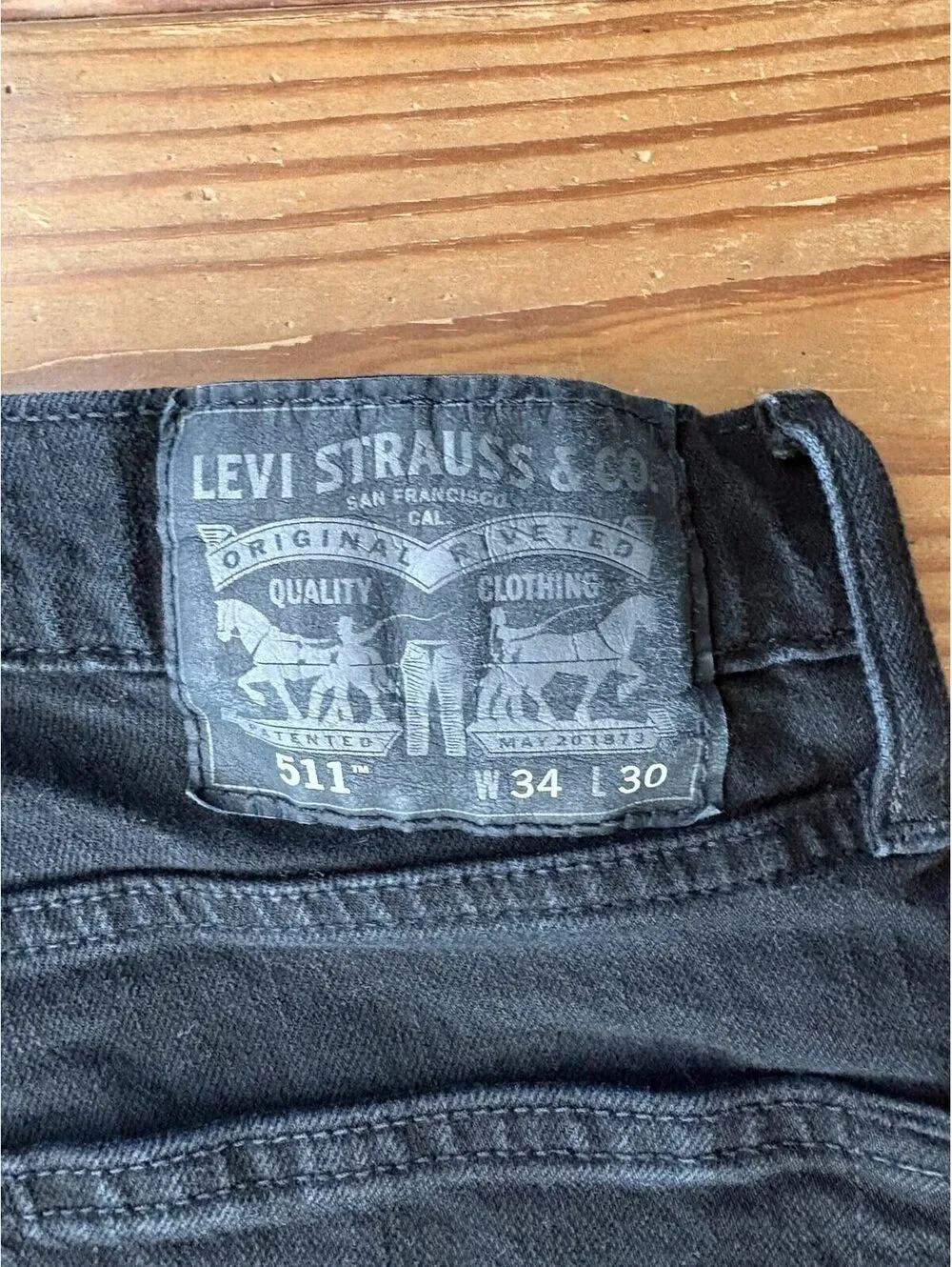 Levi's 511 Men's Slim Fit Black Jeans Stretch Denim W34 L30